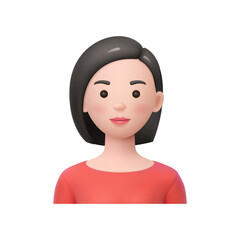 Brunette woman portrait for social media or work account. Vector 3d style, isolated business lady character with professional look. Employer or manager profile avatar. User emoticon or emoji