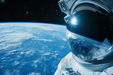 Astronaut gazing at Earth from space during a spacewalk