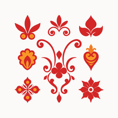set of floral design elements