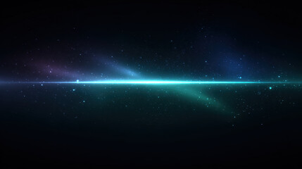 Obraz premium Glowing horizon star field nebula glow horizontal light teal streak cosmic scene
