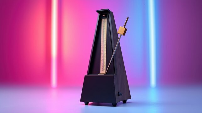 Vintage Metronome on Neon Gradient Background