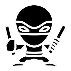 Ninja Combat Ready Vector Glyph Icon Design