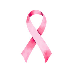Pink ribbon in watercolor style. awareness ribbon,Hand painted, support and care theme, isolated on white background, vector style, health awareness symbol.