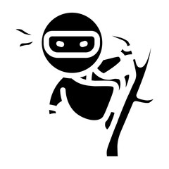 Ninja Climbing Tree Vector Glyph Icon Design