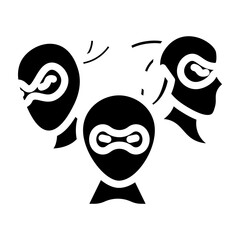 Ninja Group Vector Glyph Icon Design