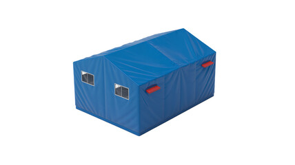 Durable blue shelter offering quick assembly solutions for disaster relief agencies and outdoor event organizers seeking robust temporary housing options