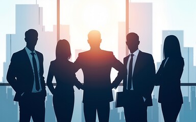 Group of business people silhouettes and social connection concept. High quality