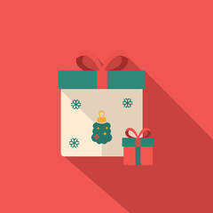 Flat Design Two Christmas Present Box Celebration Holiday Season