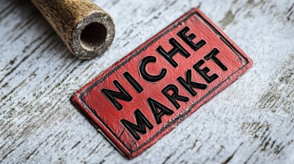 A red tag reading "NICHE MARKET" lies on a wooden surface, suggesting a focus on specialized markets or products.