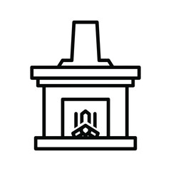 Modern Fireplace with Logs Outline Icon