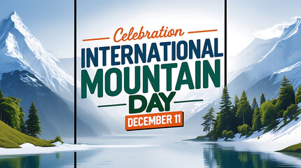 International Mountain Day celebration poster with a view of snow-capped mountains, 32K Resolution