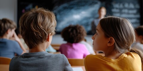 Children in classroom learning environment with diverse backgrounds