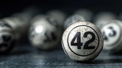 Worn Number 42 Lottery Ball Closeup