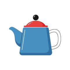 Obraz premium Stylized teapot illustration with a red lid and black knob offering a minimalist design suitable