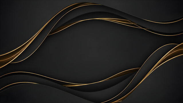 Luxury abstract background with gold accents, dark matte surface, elegant curves, premium design aesthetic, soft shadows, 8K ultra-detailed