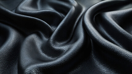 Fototapeta premium A close-up shot of luxurious black leather, with soft and intricate folds that create a sense of depth and texture