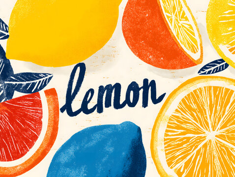 Simple flat lemon illustration book cover for healthy cookbook, culinary design, brand identity, or summer promotion