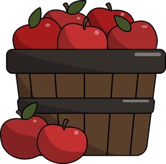 A Wooden Basket Overfolwing with Apple