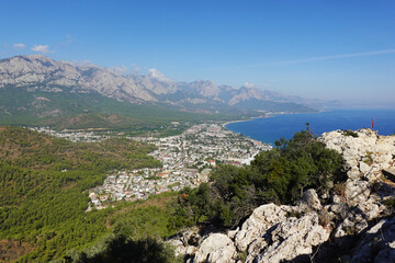 The view of Kemer from Calis mountain, the mountain between Kemer and Camyva, Turkey	