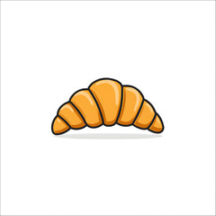 Golden croissant pastry illustration on white background