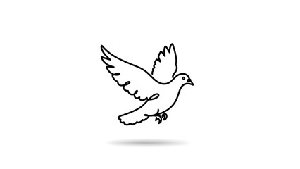 Obraz premium Pigeon clip art illustrations rendered in a simple, line drawing style, isolated on a white background