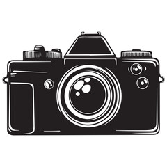 Camera with full black silhouette on white background