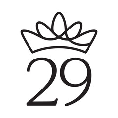 Elegant crown and number 29 logo design