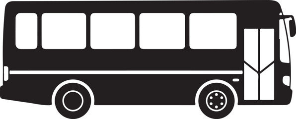 Black silhouette of bus with large windows