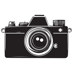 Camera with full black silhouette on white background