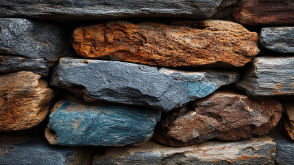 Detailed and textured stone wall background offering a sense of stability and natural beauty for rustic designs or construction projects, adding depth and character to any space