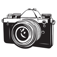 Camera with full black silhouette on white background