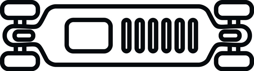 Electric longboard graphic icon outlining urban transportation