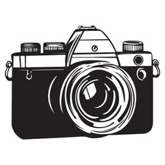 Camera with full black silhouette on white background