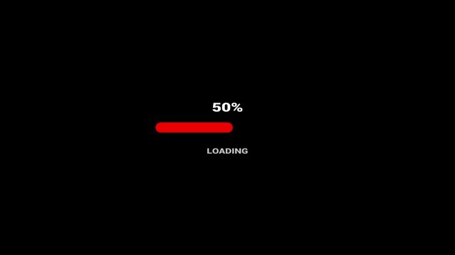 Abstract loading bar please wait icon animation, smooth progress bar counting from 0 to 100 percent, digital processing update indicator, futuristic progress animation