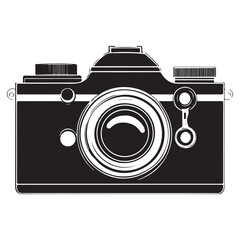 Camera with full black silhouette on white background