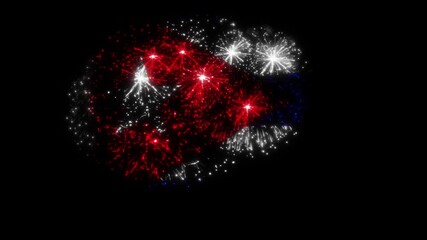 Cuba Flag Fireworks Animation – Cuban National Flag Shaped Firework Celebration Effect on Black Background for Festival, Holiday, Independence Day, and VFX Projects