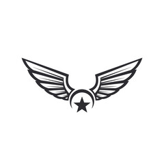 Obraz premium Elegant stylized emblem displaying symmetrical wings with a crescent and star design