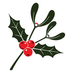 Festive Holly and Mistletoe Illustration Christmas and Holiday Cheer