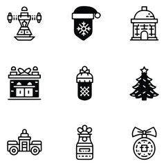 Comprehensive Set of Vector Icons for Winter Holidays and Christmas Festivities