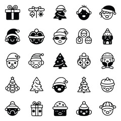 Festive Christmas Holiday Vector Icons Collection for Seasonal Digital Design Projects