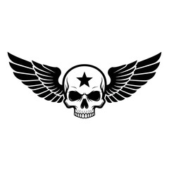 Obraz premium Vector illustration of winged skull with a star symbolizing rebellion and freedom