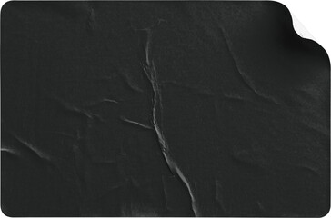 Black Sticker Top-Right Curl with Creases isolated on transparent background