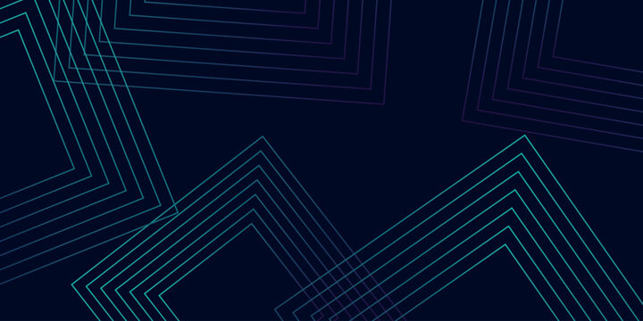 Dark background with glowing abstract geometric square lines decoration. Modern and futuristic background concept for covers, banners, brochures, certificates and websites. EPS. 5