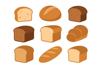 Assortment of different types of bread displayed on a clean white background