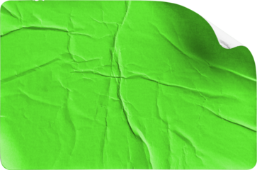 Green Sticker Subtle Curl and Realistic Shadow isolated on transparent background