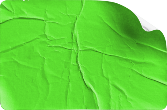 Green Sticker Subtle Curl and Realistic Shadow isolated on transparent background