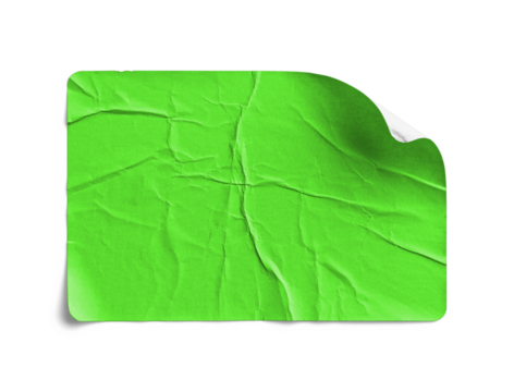 Green Sticker Subtle Curl and Realistic Shadow