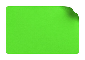 Green Sticker with Top-Right Corner Curl
