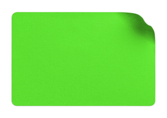 Green Sticker with Top-Right Corner Curl