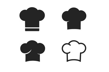 Various chef hat designs in simple black and white style suitable for culinary themes